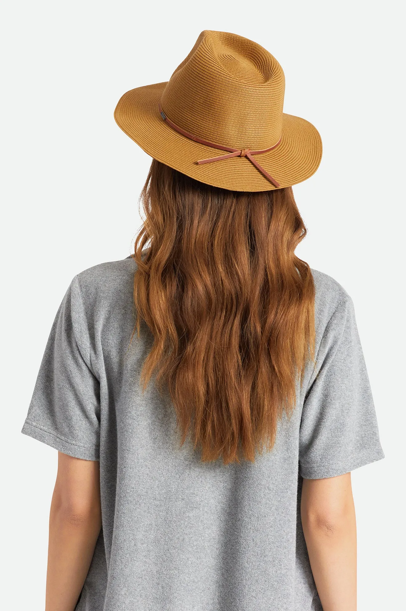 Wesley Straw Packable Fedora - Copper