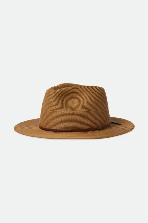 Wesley Straw Packable Fedora - Copper