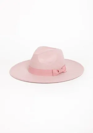 Wide Brim Ribbon Fedora Hat