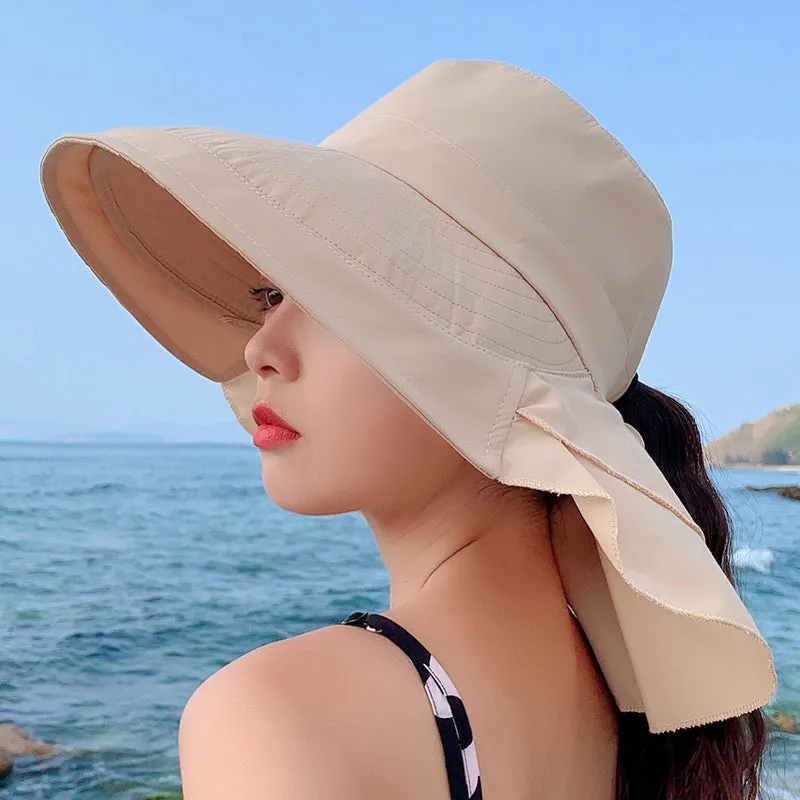 Women’s Sun Protection Fishing Wide Brim Hat with Ponytail Hole UV Protection