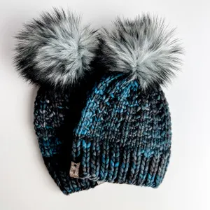 Wool Hat | Teal | Black   White Pom